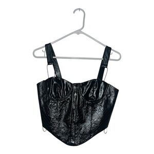 Black Faux Leather Corset Top